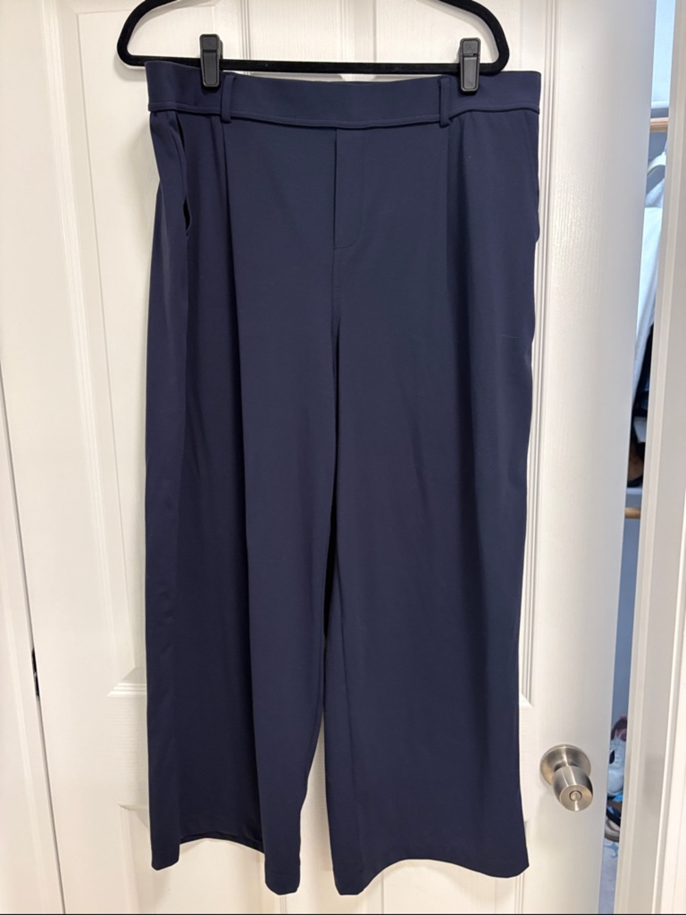 HALARA Navy Wide-Leg Pull-On Trousers